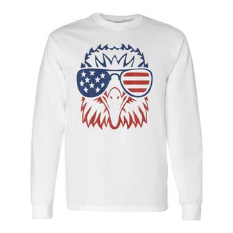 American Bald Eagle Usa Flag 4Th Of July Eagle Usa Tee Long Sleeve T-Shirt - Seseable