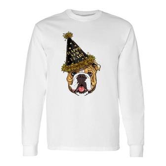 American Bulldog Happy New Year 2023 Dog New Years Eve Party Long Sleeve T-Shirt | Mazezy