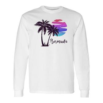 Bermuda Beach Lover Palm Tree Paradise Vacation Vintage Long Sleeve T-Shirt - Thegiftio