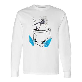 Bird Drawing Fancy Blue Footed Booby In Pocket Long Sleeve T-Shirt - Thegiftio UK
