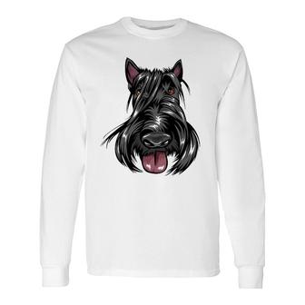 Cool Scottish Terrier Face Dog Long Sleeve T-Shirt | Mazezy