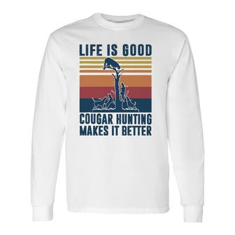 Cougar Hunting Mountain Lion Hunter Long Sleeve T-Shirt T-Shirt | Mazezy