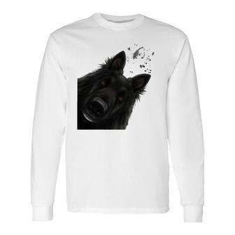 Curious Belgian Shepherd Dog Groenendael Long Sleeve T-Shirt T-Shirt | Mazezy