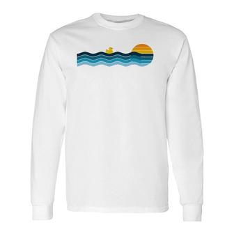 Cute Kawaii Rubber Duck Vintage Retro Sunset Adorable Duck Long Sleeve T-Shirt - Thegiftio