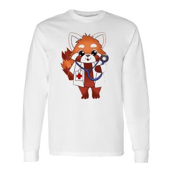 Cute Red Panda Doctor Red Panda Doctor Graduate Long Sleeve T-Shirt - Thegiftio UK