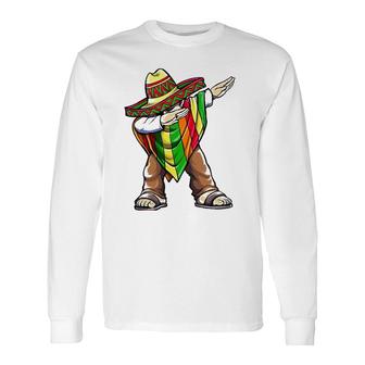 Dabbing Mexican Poncho Cinco De Mayo Long Sleeve T-Shirt - Seseable