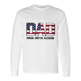 Dad Print USA Flag Impression New Letters Long Sleeve T-Shirt - Seseable