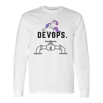 Devops Engineer Unicorn Long Sleeve T-Shirt T-Shirt | Mazezy
