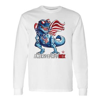 Dinosaur American Flag 4Th Of July Amerisaurusrex Essential Long Sleeve T-Shirt - Seseable