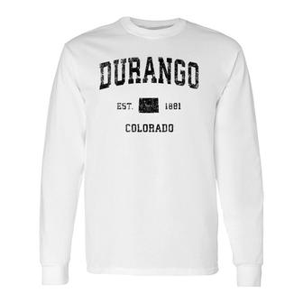 Durango Colorado Co Vintage Sports Black Print Long Sleeve T-Shirt T-Shirt | Mazezy