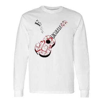 Fancy Ukulele And Hearts Long Sleeve T-Shirt - Thegiftio UK