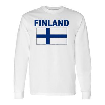 Finland Flag Cool Finnish Suomi Flags Top Tee Long Sleeve T-Shirt T-Shirt | Mazezy