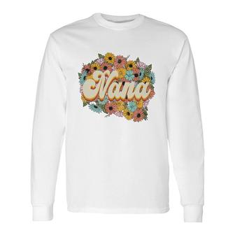 Florals Retro Nana Flower Vintage Long Sleeve T-Shirt - Seseable