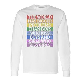 Gay Pride Month Lgbt The World Has Bigger Problems Rainbow Raglan Baseball Long Sleeve T-Shirt - Seseable