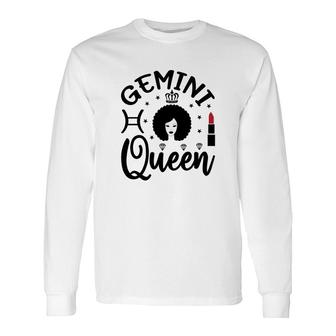 Gemini Girl Curly Hair Lipstick Decoration Birthday Long Sleeve T-Shirt - Seseable