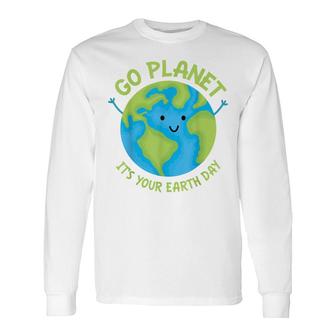 Go Planet Its Your Birthday Kawaii Cute Earth Day Boys Girls Long Sleeve T-Shirt - Seseable