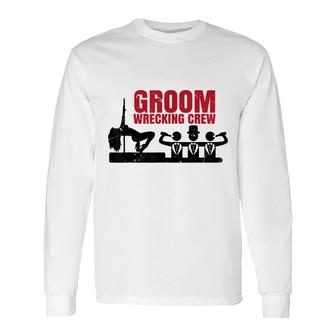 Grooms Crew Wedding Bucks Groom Groomsmen Bachelor Party Long Sleeve T-Shirt - Seseable
