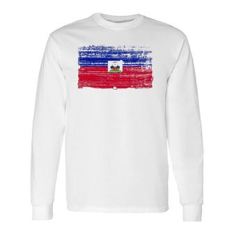 Haitian Flag Ancestry Haiti Long Sleeve T-Shirt T-Shirt | Mazezy UK