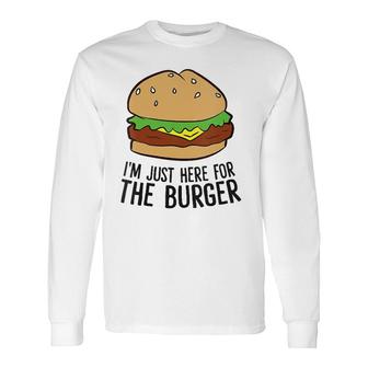 Hamburger Fast Food Im Just Here For The Burger V-Neck Long Sleeve T-Shirt T-Shirt | Mazezy UK