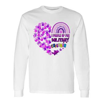Heart Military Child Month Purple Up For Military Long Sleeve T-Shirt - Seseable
