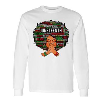 Juneteenth Independence Day Afro Word Art Black Girl Women Long Sleeve T-Shirt - Thegiftio