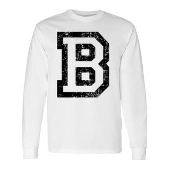 Letter B Vintage Black And White Long Sleeve T-Shirt | Mazezy