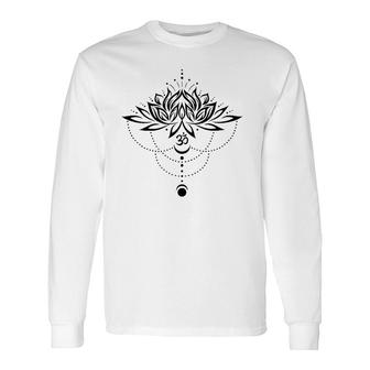 Lotus Flower Om Symbol Yoga Lovers Meditation Moon Idea Long Sleeve T-Shirt T-Shirt | Mazezy
