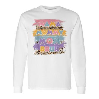 Mama Mommy Mom Bruh Leopard Boho Happy Mother Day Long Sleeve T-Shirt - Seseable