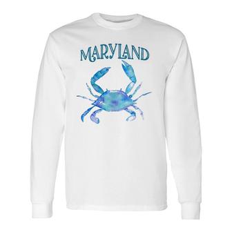 Maryland Beautiful Chesapeake Bay Blue Crab Maryland Long Sleeve T-Shirt T-Shirt | Mazezy