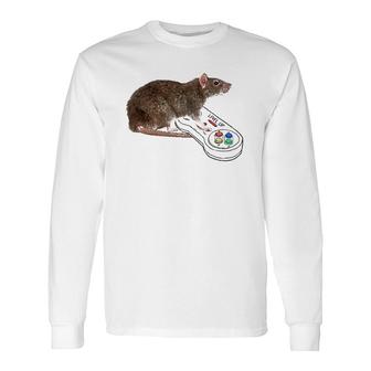Mouse Rat Tee Gamer Playing Video Game Lover Mouse Pet Rat Long Sleeve T-Shirt - Seseable