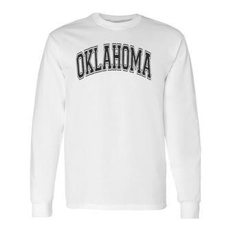 Oklahoma Varsity Style Black With Black Text Long Sleeve T-Shirt | Mazezy