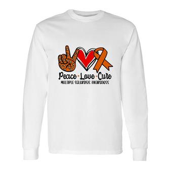 Peace Love Orange Multiple Sclerosis Awareness Cure Long Sleeve T-Shirt - Seseable