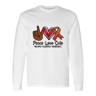 Peace Love Orange Multiple Sclerosis Awareness Long Sleeve T-Shirt - Seseable
