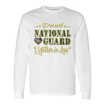 Proud National Guard Mother-In-Law Dog Tags Heart Army Mom Long Sleeve T-Shirt - Seseable