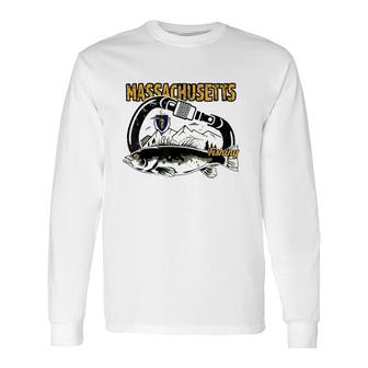 Retro Carabiner Massachusetts Fishing Long Sleeve T-Shirt T-Shirt | Mazezy