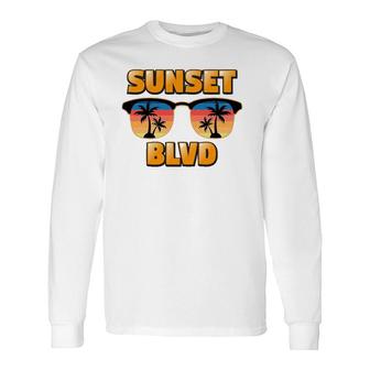 Retro Vintage California Sunset Boulevard Los Angeles La Tee Long Sleeve T-Shirt T-Shirt | Mazezy