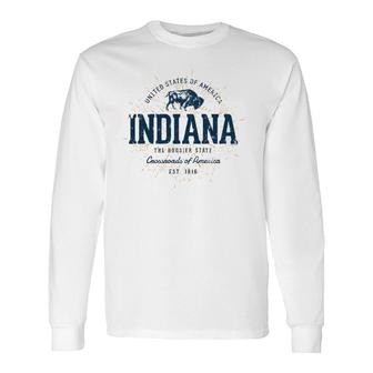 Retro Vintage State Of Indiana Long Sleeve T-Shirt T-Shirt | Mazezy AU