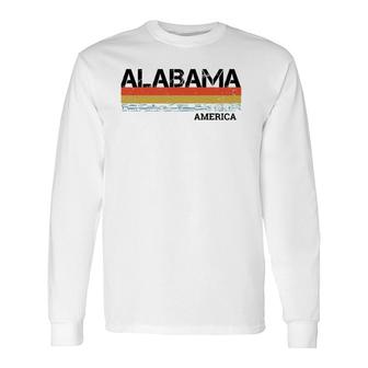 Retro Vintage Stripes Alabama & Souvenir Long Sleeve T-Shirt - Seseable
