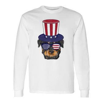 Rottweiler Patriotic Dog Mom & Dad S 4Th Of July Usa Long Sleeve T-Shirt - Seseable