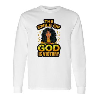 The Smile Of God Is Victory Melanin Women Juneteenth Queen Long Sleeve T-Shirt - Thegiftio UK