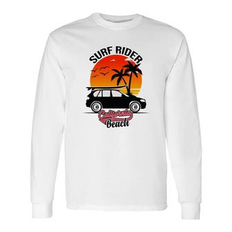 Surf Rider California Beach Retro Sunset Long Sleeve T-Shirt - Seseable