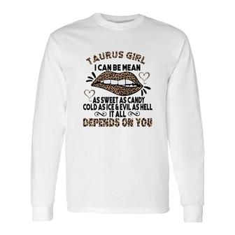 Sweet As Candy Cold As Ice Taurus Girl Leopard Long Sleeve T-Shirt - Seseable