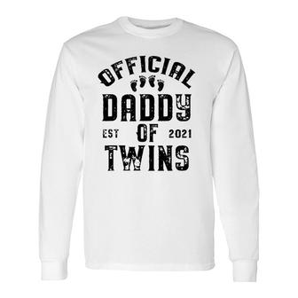 Twin Dad 2021 New Daddy Of Twins Fathers Day Long Sleeve T-Shirt - Seseable