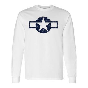 Vintage 1943 To 1947 Style Us Military Aviation Roundel Long Sleeve T-Shirt T-Shirt | Mazezy
