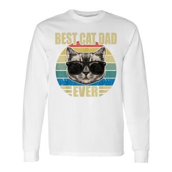 Vintage Cat Daddy Fathers Day Best Cat Dad Ever Long Sleeve T-Shirt - Seseable