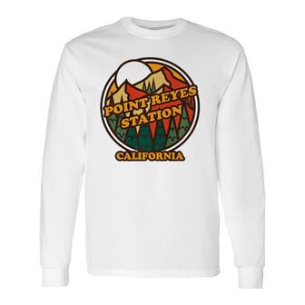 Vintage Point Reyes Station California Mountain Hiking Print Long Sleeve T-Shirt T-Shirt | Mazezy