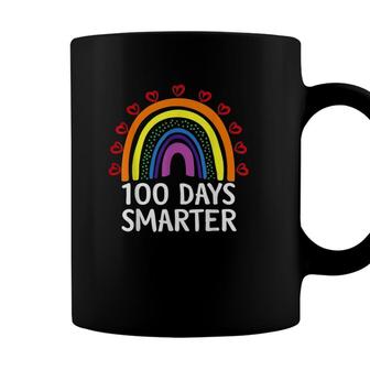 100Th Day Of School Teacher Student 100 Days Smarter Hearts Rainbow Coffee Mug - Seseable