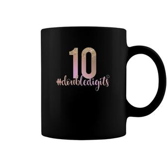 10Th Birthday Double Digits Girls Ten 10 Peach Ombre Kids Coffee Mug | Mazezy