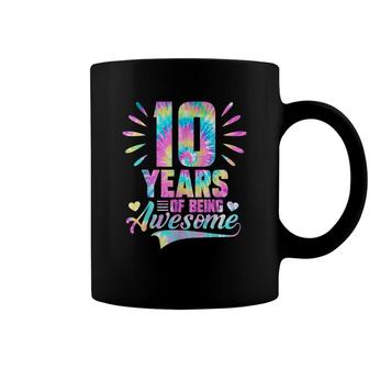 10Th Birthday Gift Idea Tie-Dye 10 Year Of Being Awesome Coffee Mug - Seseable