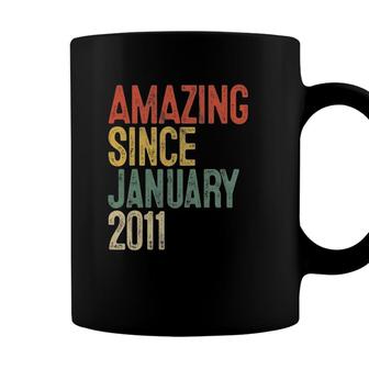 11 Years Old Gifts Amazing Since January 2011 11Th Birthday Coffee Mug - Seseable